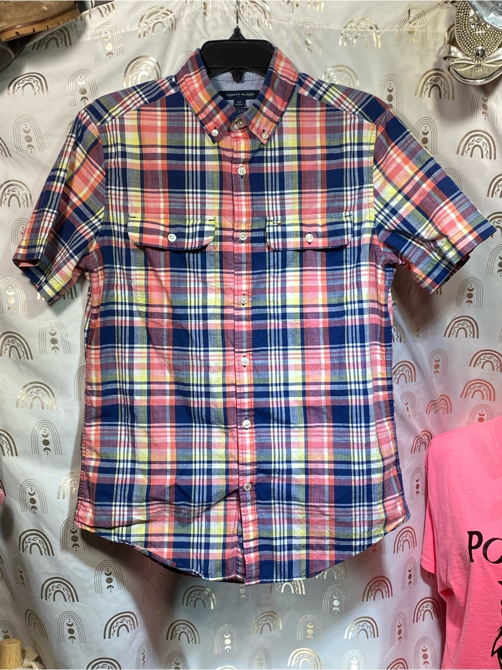 Tommy Hilfiger Men’s Multicolor Plaid Short-Sleeve Button-Down Shirt